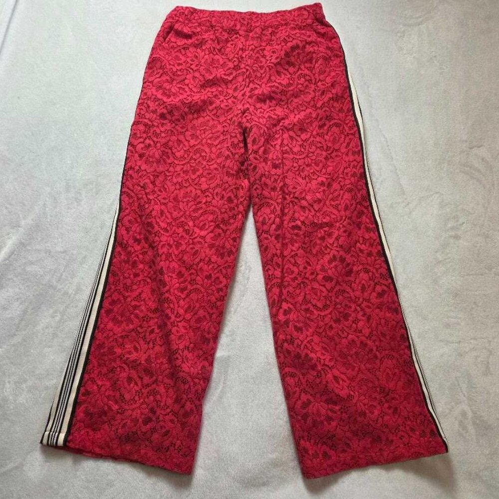 New S Maeve x Anthropologie The Brooklin red lace pull-on track pants Barberry - Picture 3 of 10